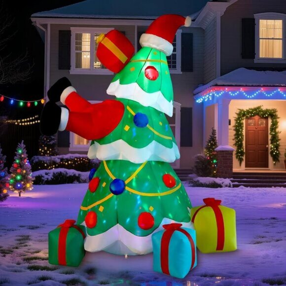🆕7FT Inflatable Christmas Tree with Built-in LEDs Lights Outdoor Decorations - Picture 11 of 11